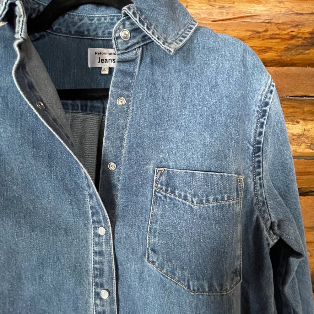 Reformation Blue Denim Button-Down Shirt - Picture 9 of 10